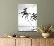 Palm Trees with Tranquil Beach Silhouette 40x60cm Canvas or Metal Print Wall Art