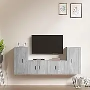 TV Stand Entertainment Center for Living Room, Bedroom, Storage Cabinet Set, Modern Shelves - Concrete Grey Furniture, Media Table Televisor, Wall Mounted Rack