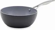 [GreenPan] Valencia Pro Hard Anodised Healthy Ceramic Non-Stick 20 cm / 2 Litre Chef's Pan, PFAS-Free, Induction, Oven Safe, Grey