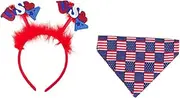 KAILIKETIY 2 Pcs Pet Triangle Towel Festival Independence Day Costumes for Pets Pet Accessories Fourth Alien Costume Bandana Headbands Fashion Scarf Festive Pet Head-wear Pants Chain Fabric