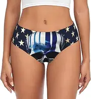 [YANYU] Blue Stripe Stars Skull Print Women S Briefs Comfortable Plus Size Underwear Ladies Versatile Panties Xs To 4xl, Black, 3X-Large