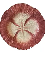 Vintage Fitz And Floyd Round Red Cabbage Leaf Serving Platter 15”