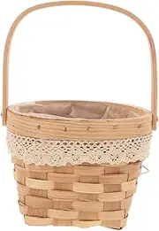 Beavorty Hand Woven Flower Arrangement Basket with Handle Versatile Picnic Storage Wedding Flower Girl Basket for Home Decoration DIY Floral Arrangements