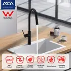 ACA Matt Black Sink Brass Swivel Laundry Spout Faucet Pull Out Kitchen Mixer Tap