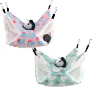 2 Pcs Guinea Pig Rat Hammock Small Pet Warm Plush Bunk Bed Hanging Hammock Cage