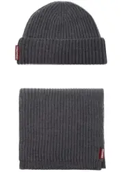 DSQUARED2 WARMY LOGO TAG WOOL BEANIE HAT + SCARF SET KNM006501W067572122