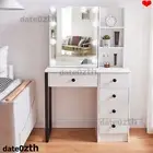 Dressing Table with LED Light Sliding Mirror & Shelves & Drawers Modern Dresser