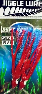 Snapper Kingfish 2 Fly Flasher Octopus Skirt Squid Jig Rigs 60lb Leader 6/0 Hook