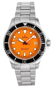RATIO FreeDiver Sapphire Stainless Steel Orange Dial Quartz RTF035 Mens Watch