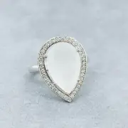 Thomas Sabo Sterling Silver Maharani Milky Quartz & CZ Ring Size 54 RRP $339