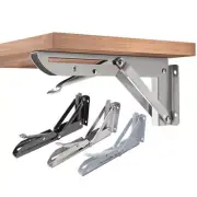 2X Folding Triangle Bracket Wall Shelf Table Support Adjustable Stainless Steel