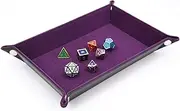 SIUONI Dice Holder PU Leather Folding Rectangle Tray w/Purple Velvet for RPG DND and Other Table Games Jewelry Tray Bedside Tray Key Phone Coin Change Stroage Tray Box Purple