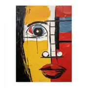 Blue Red Face Canvas Print