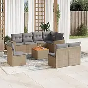 Patio Furniture Sets 9 Piece Garden Sofa Set with Cushions Mix Beige Poly Rattan