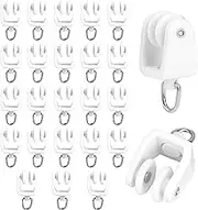 Sliverdew 25 Pack Curtain Track Rollers Plastic Drapery Rail Gliders with Hooks 11 mm White Flexible Ceiling Curtain Track Clips for Straight or Curved Track Rail Rod