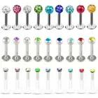 8X Crystal Ball Lip Monroe Labret Tragus Steel Bar Ring Ear Piercing Jewelry Set