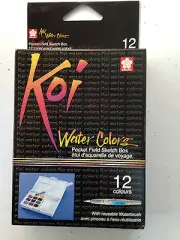 Sakura - Koi Watercolor Pocket Field Sketch 12 Color Box w/Water Brush - NEW
