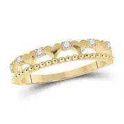 10k Yellow Gold Round Diamond Heart Band Ring 1/10 Cttw