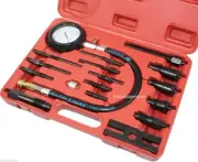 17PC DIESEL ENGINE CYLINDER COMPRESSION TESTER GAUGE GLOW PLUG INJECTOR ADAPTOR