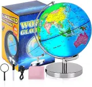 6 in1 Illuminated World Globe for Kids & Adults All Ages High Clear Map, Illu...