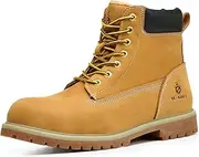 [SL-Saint] Waterproof Steel Toe Classic UPGRADED Work Boots For Men Industrial&Construction Insulated Safety Shoes Breathable Performance Fashion Hiking Footwear EH Tan 6 Inch