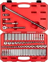 TEKTON 3/8 Inch Drive 6-Point Socket and Ratchet Set, 73-Piece (1/4-1 in., 6-24 mm) | SKT15311