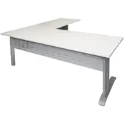 Rapidline Rapid Span White Desk And Return W1800/1100 X D700/600 X H730Mm White With Precious Silver Frame