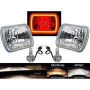 7X6 Red COB LED Glass/Metal Headlight 6k 24w LED Light Bulb Headlamp Pair (for: Peugeot)