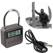 Smart Time Lock Padlock LCD Display USB Rechargeable Timer for Travel Use