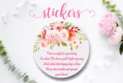 12 Baby Shower Girl Round Gloss Stickers Candle stickers Light My Way Pink 5cm