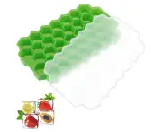 Ice Cube Trays with Lids Cubes ,Flexible and BPA Free with Spill-Resistant Removable Lid Ice Cube Molds