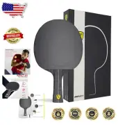 SmartGrip Table Tennis Paddle Set - Black Ping Pong Racket with Balls Included