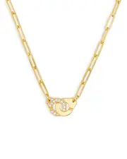 Dinh Van 18K Yellow Gold Menottes Diamond Interlocking Ring Pendant Necklace, 17.7