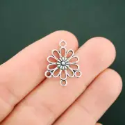 12 Daisy Connector Charms Antique Silver Tone 3 to 1 Multi Connector - SC3760