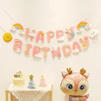 在飛比找ETMall東森購物網優惠-女寶寶一周歲生日快樂派對兒童網紅裝飾品拉旗拉花數字背景墻布置