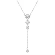 Bevilles Bezel Set Lariat Necklace with 1.00ct of Laboratory Grown Diamonds in Sterling Silver and