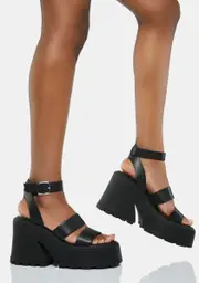 [Steve Madden] Black Abbot Platform Heels