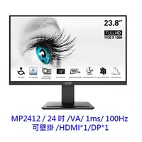 在飛比找蝦皮商城優惠-MSI 微星 Pro MP2412 23.8吋 螢幕 VA 