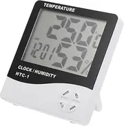 TOGEVAL 1Pc LCD Electronic Thermometer Clock Battery Indoor Alarm Clock for Home Office and Hotel Use Display Lightweight Design for Humidity Monitoring and Decoration