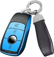 ontto Car Key Fob Cover Keyring fit for Mercedes Benz A B C E S G GLB GLC GLE Class GLS W177 W205 W213 W222 G63 E200 E300 AMG Key Case Smart Key Shell Holder Bag Keychain Protector Accessories Blue