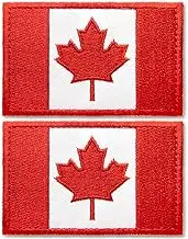 Anley Tactical Canada Flag Embroidered Patches (2 Pack) - 2"x 3" Canadian Flag Military Uniform Sew On Emblem Patch - Loop & Hook Fasteners Attach to Tactical Hats, Garment & Gears