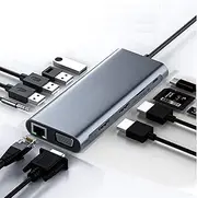 USB Type C Hub to HDMI-Compatible MST 4K VGA Adapter USB C HUB Docking Station RJ45 LAN Ethernet SD TF for MacBook