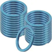 uxcell 20pcs Split Keychain Rings, 25mm Round Flat Keyrings Stainless Steel Open Key Chain Ring Dog Tag Rings for DIY Keychain Craft Lanyard, 1.8mm Thick, Blue