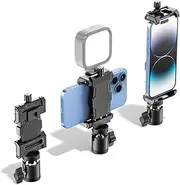 Cell Phone Tripod Mount Adapter with Ball Head, 360° Rotating Phone Holder Stand for Tripod with Cold Shoe, Smartphone Clamp Mount for iPhone 14 13 12 Pro Max Mini, Samsung, Selfie Stick (4.7-10")