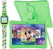 Contixo K102 10" Android Tablet and KW1 Kids Smartwatch - 32GB, Includes 80+ Disney Storybooks, Educational Watch with Games, Camera, Music Player, Alarm, Customizable Wallpaper, Green