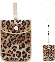 [lapinchen] Hidden Bra Wallet for Women, Undergarment Pocket for Secure Travel, Travel Neck Pouch,Secert Money Pouch with Adjustable, Elastic Strap, Leopard print, S, Secert Money Pouch With Adjustable,