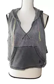 Free People Movement Size S Gray Meadowbrook Hooded Cozy Cropped Sweatshirt -New