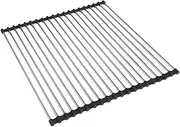 TOQUE Roll Up Dish Drying Rack, Stainless Steel Over Sink Drainer Foldable Rolling Up Kitchen Dish Racks, Multipurpose Collapsible Removable Pipe for Flexible Arrangement Mats Counter 40cm x 47cm