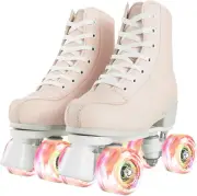 Womens Roller Skates PU Leather Rollerskates Indoor Outdoor Shiny Roller Skates