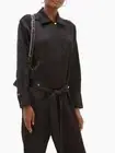 NWT LEE MATHEWS Size 2 / AU 10 Juliette Belted Satin Jumpsuit In Black RRP $1272